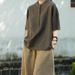 Spring/Summer Cotton/Linen Shirt With Stand-Up Collar, Solid-Color Design, Artistic And Retro Style; Suitable For Women_ecoleips.com