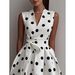Summer New Temperament Waist Thin Polka Dot Dress_ecoleips.com