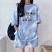 Trendy Women's Cotton Two Piece Set Tie Dye Round Neck Short Sleeved Summer Outfit New_ecoleips.com