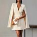 Women's Double Breasted V Neck Blazer Capelet Mini Dress – Elegant Fall Party Gown 2026_ecoleips.com