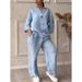 Women's Fashion Wide Leg Pants Set Casual Retro Style Full Length Polyester Spring/Autumn Wear_ecoleips.com