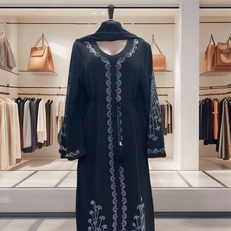 Women's Clothing Modest Abaya Dress Fashion Plus Size Dress Elegant Chinese Style Commuter Look European American Influence High Quality Fabric_ecoleips.com