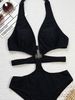 Women's Clothing Solid Color Triangle One Piece Swimsuit For Women Sexy Halter Neck Design With Hollowed Out Detail_ecoleips.com