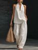 2026 New European And American Style Sleeveless Loose Shoulder Set For Women's Summer Casual Wide Leg Pants, Two Piece Set, Fashionable Trendy Style_ecoleips.com