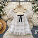 Sweet Bow Multi Layered Mesh Shirt Korean Style Women's Fashionable Youthful Short Sleeved Top_ecoleips.com