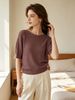 Loose Soft Breathable Half Sleeve Knit Top_ecoleips.com