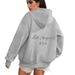Women's European American Style Letter Print Hooded Sweatshirt Zip Up Casual Fashion Jacket Autumn Winter_ecoleips.com