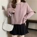 Real Shot Of Women's Autumn Winter Rolled Hem Long-sleeve Hooded Sweatshirt, Loose Short Style, For Independent_ecoleips.com