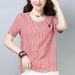 Mom Plaid T-Shirt Women's Summer Short-Sleeve 2026 Korean Style Loose Plus-Size Cotton Base Shirt_ecoleips.com