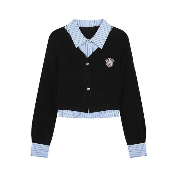 Women's Preppy Style Two Piece Polo Collar Long Sleeve Shirt Factory Direct Stock for Spring And Autumn_ecoleips.com