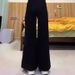 Black Wide-Leg Jeans For Women, Autumn And Winter, Fleece-Lined, Plus Size, High Waist, Slimming, Stretchy, Petite_ecoleips.com