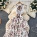 Women's Floral Halter Neck Sleeveless Dress Summer Vacation Style Tie Waist Slimming Ruffle Long Dress For Spring/Autumn_ecoleips.com
