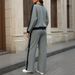 Voya Women's Casual Round Neck Long Sleeved Sweatshirt Wide Leg Pants Two-piece Set Contrasting Color Top Matching Set Cross-border Popular Item_ecoleips.com