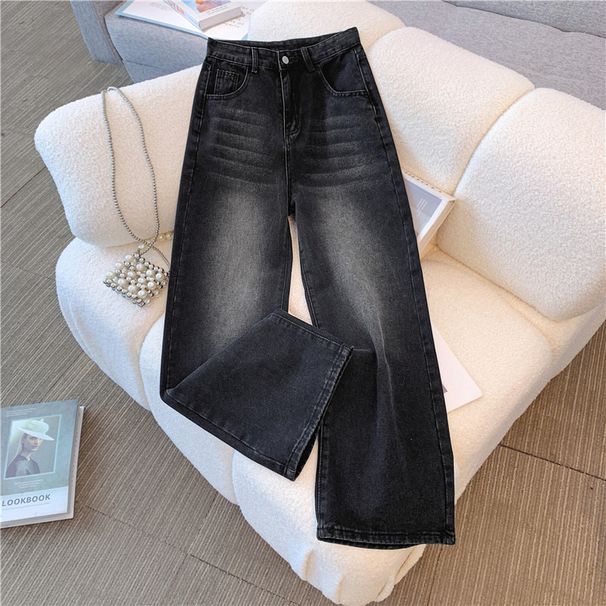 Women's High-Waisted Wide Leg Jeans Loose Fit Slimming Straight Leg Floor Length Autumn Style Cross Border Best Selling Denim_ecoleips.com