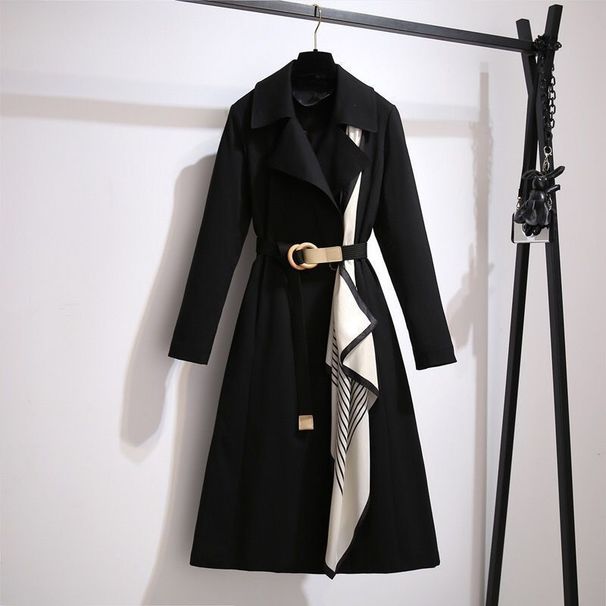 Spring Autumn Korean Style Women's Long Sleeve Coat Casual Temperament Fashion Windbreaker Mid-Length Jacket For Ladies_ecoleips.com