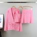 Women's Clothing Spring Knitted Long Sleeved Cardigan Jacket Sexy Suspenders Short Skirt Fashion Three Piece Set_ecoleips.com