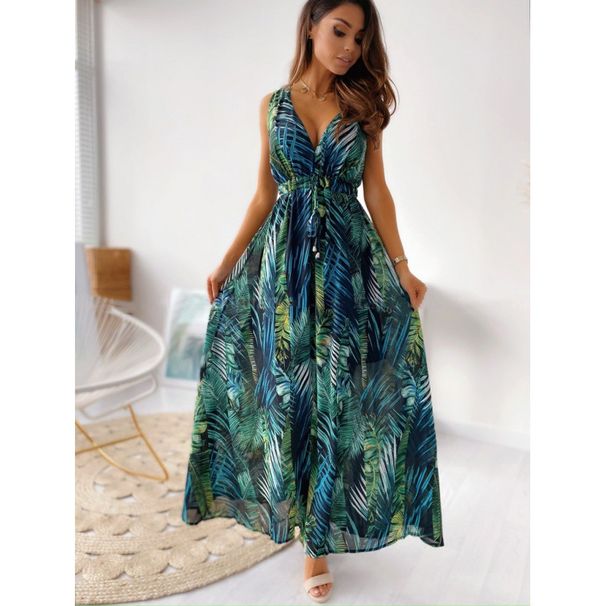 Summer Outfit New Bohemian Style Floral Print Backless Strap Breathable Casual Fashion Dress For Women_ecoleips.com