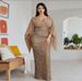 Elegant Solid Color Deep V High Waist Chiffon Sequin Splicing Long Evening Gown Formal Party Dinner Prom Dress_ecoleips.com