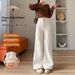 Fleece-Lined Jeans For Women, Autumn And Winter 2025 New Style, Pear-Shaped Body, Loose Fit, Slimming, White Wide-Leg_ecoleips.com