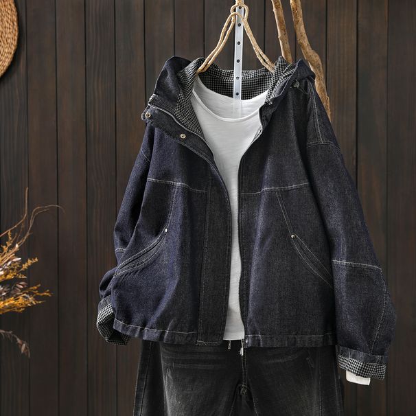 Women's Denim Jacket 2026 New Spring Model, Hooded, Stylish, Loose, Casual, Slimming, Versatile, For Petite Figures_ecoleips.com