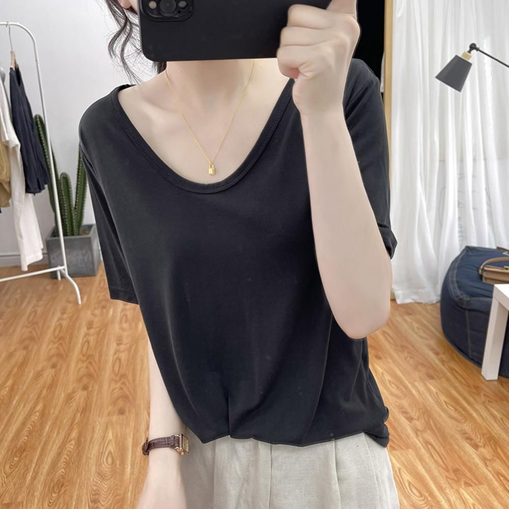 A Relaxed, Casual-Style T-Shirt With A Korean Design Perfect For This Summer's Women's Wardrobe. This Short-Sleeved, S_ecoleips.com