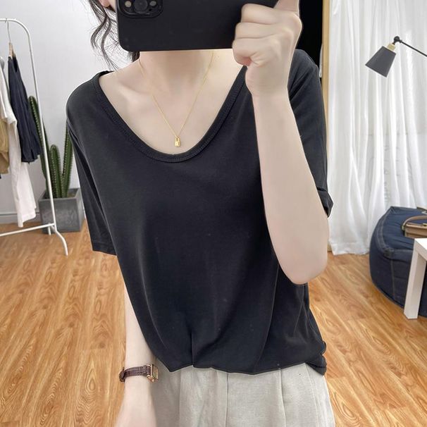 A Relaxed, Casual-Style T-Shirt With A Korean Design Perfect For This Summer's Women's Wardrobe. This Short-Sleeved, S_ecoleips.com