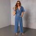 Women's Fashionable Casual Loose Straight Line Denim Jumpsuit New Style_ecoleips.com