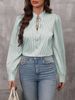 Verve 2025 New Women's Half-Open Collar Tie Pullover Long Sleeve Elegant Commuter Striped Shirt_ecoleips.com