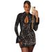 Women's Sexy Lace Hollow Out Long Sleeve Bodycon Mini Dress – Elegant Spring Party Gown 2026_ecoleips.com