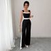 Women's Spring/Summer Resort Style Temperament Color-Block Sleeveless Wide-Leg Jumpsuit American Clothing_ecoleips.com
