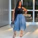 Women's Clothing Street Fashion Casual Jeans Elastic Waist Straight Wide Leg Cropped Pants_ecoleips.com