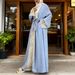 Middle Eastern Fashion Muslim Slim Fit Long Sleeve Cardigan With Lace Trim And Gorgeous Flowing Skirt (with Headscarf) 1484_ecoleips.com