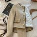 Women's Short Quilted Jacket – Chunky Knit Buttons, Cropped Length (Grey, Petite-Friendly, Lightweight Warmth)_ecoleips.com