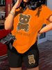 Summer Women's Casual And Fashionable Cartoon Bear Pattern Print Loose T-shirt+shorts Two-piece Sportswear Suitable For Daily Wear-94_ecoleips.com