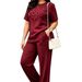 Women's Spring Summer Short Sleeve Two Piece Set Fashion Trendy Casual Spot Goods_ecoleips.com