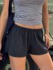 Womens Solid Color/Striped Shorts Elastic Waist Lounge Shorts Casual Summer Short Pants_ecoleips.com