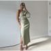 23 European And American Hot-Selling Cross-Border One-Shoulder Silk Twill Texture Slim-Fit Women's Long Dress_ecoleips.com