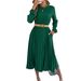 Real Shot Of 2026 Spring/summer European And American Casual Solid Color Long-sleeve Pocket Pleated Dress,_ecoleips.com