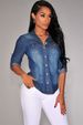 Autumn New Retro Washed Women's Long Sleeve Denim Shirt Blouse_ecoleips.com