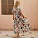 Cross-border Autumn New European American Plus-size Women's Floral Print Long Dress With Square Neck And Chiffon_ecoleips.com