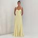 Elegant Cross-Front Low-Cut Bodycon Dress With Open Back | Slim Fit Milk Silk Midi Dress For Women | Sexy Evening Gown In Blue & Yellow_ecoleips.com