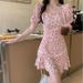 Korean Style Gentle Floral A-Line Mini Skirt Slimming Trendy Design New Summer Dress for Women_ecoleips.com