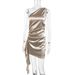 Women's Clothing Pleated Dress With Ribbons Sexy Oblique Shoulder Collar Slim Temperament_ecoleips.com