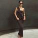 Women's Clothing 2025 Winter New Fashion Sexy Side Cutout Cross-Strap One-Shoulder Dress Wholesale_ecoleips.com
