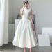 Simple Satin Light Wedding Dress 2026 New Style For Socialite Banquets, Parties, Graduation, And Travel Photoshoots,_ecoleips.com