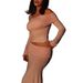 New Women's Fashion Two-Piece Sexy Waist-Cinching Top Slim Fit Bodycon Flared Pants Set_ecoleips.com