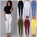 Stretchy Candy Color Slim Fit Casual Pants - Polyester & Cotton Blend, Comfortable & Stylish For Women & Men_ecoleips.com