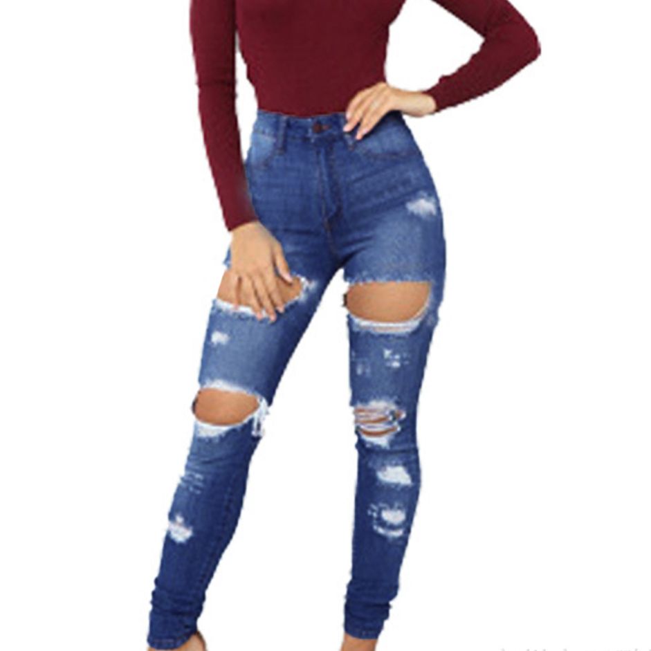Women's Clothing Summer New Style Ripped Versatile Slim Hip Lifting Pencil Pants Long Pants_ecoleips.com