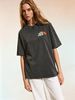 Women's Casual Acid Wash Tee, Relaxed Fit Crew Neck Essential Top_ecoleips.com