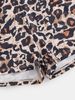Women Vintage Leopard Print Stretch Lounge Shorts Elastic High Waist Soft Skinny Sleep Shorts Casual Home Nightwear Bottoms_ecoleips.com